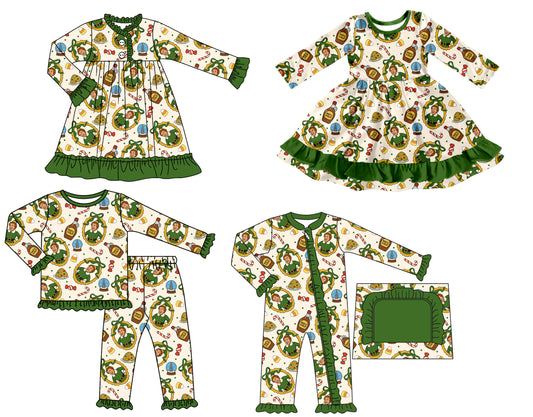 7.16(Custom Design Preorder MOQ 5 Each Design) Movie Characters Candy Print Girls Christmas Matching Clothes Sisters Wear