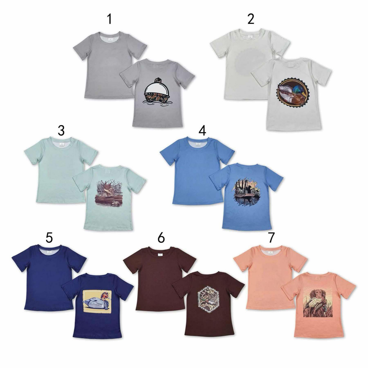 7 Colors Hunting Print Boys Summer Tee Shirts  Top Brothers Wear