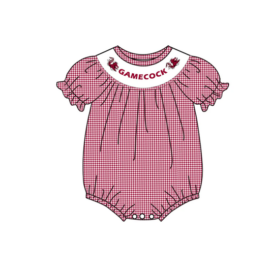 (Custom Design Preorder MOQ 5)  Team's GAMECOCK Print Baby Girls Summer Romper