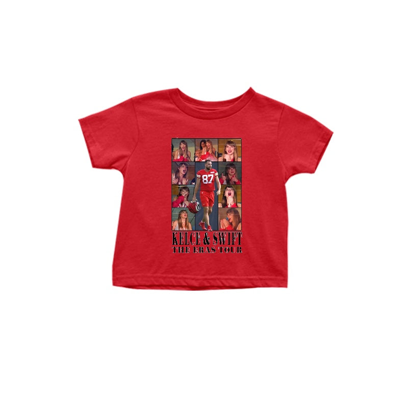 (Custom Design Preorder MOQ 5)  Red Singer Swiftie Print Girls Summer Tee Shirts Top