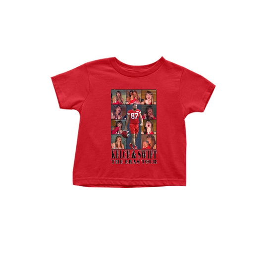 (Custom Design Preorder MOQ 5)  Red Singer Swiftie Print Girls Summer Tee Shirts Top