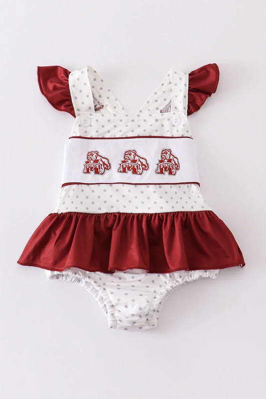 (Custom Design Preorder MOQ 5) Team's Mississippi State Bulldog Print Baby Girls Summer Romper