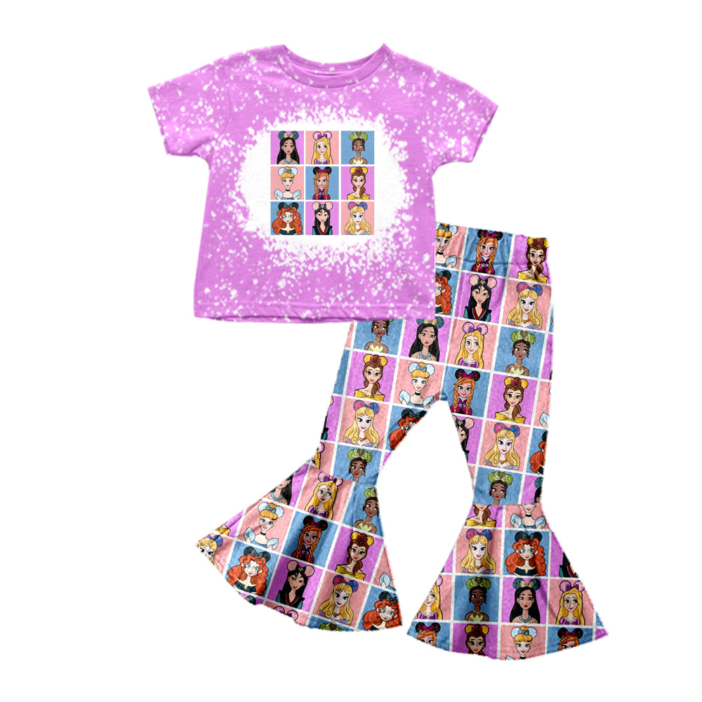 (Custom Design Preorder MOQ 5) Cartoon Princess Print Girls Clothes Set