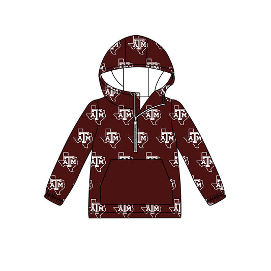 (Custom Design Preorder MOQ 5) Team's A&M Print Kids Fall Zipper Hoodie Top