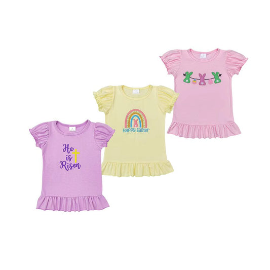 Embroidery Girls Easter Tee Shirt Top