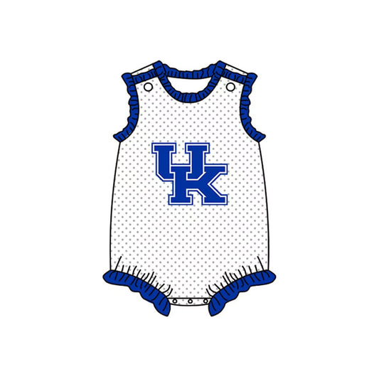 (Custom Design Preorder MOQ 5) Team's UK Kentucky Print Baby Girls Summer Romper