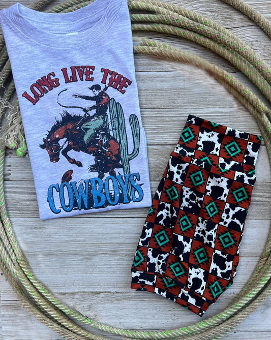 (Custom Design Preorder MOQ 5) Long Live The Cowboys Aztec Shorts Boys Western Clothes Set
