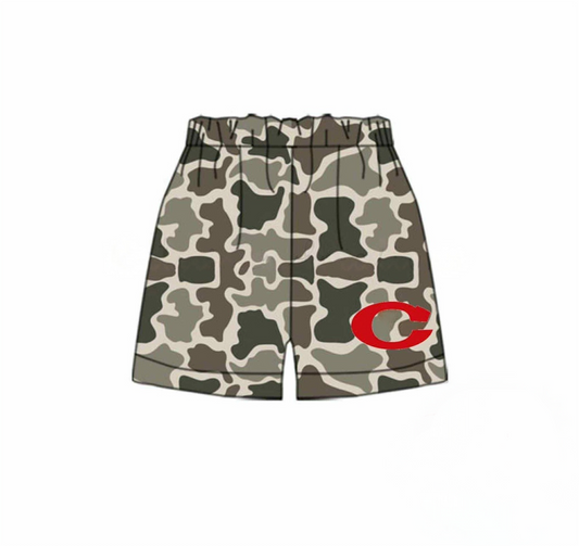 (Custom Design Preorder MOQ 5 Each Item) Team's C Camo Print Summer Bottom Shorts Mom and Me Matching Clothes