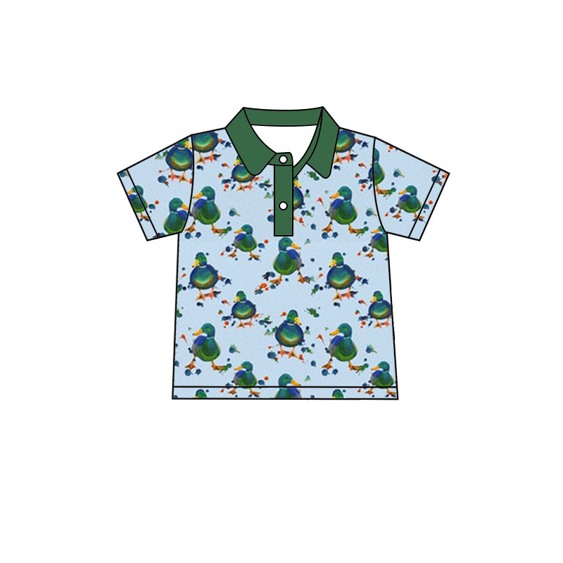 (Custom Design Preorder MOQ 5) Duck Print Boys Summer Polo Tee Shirts Top