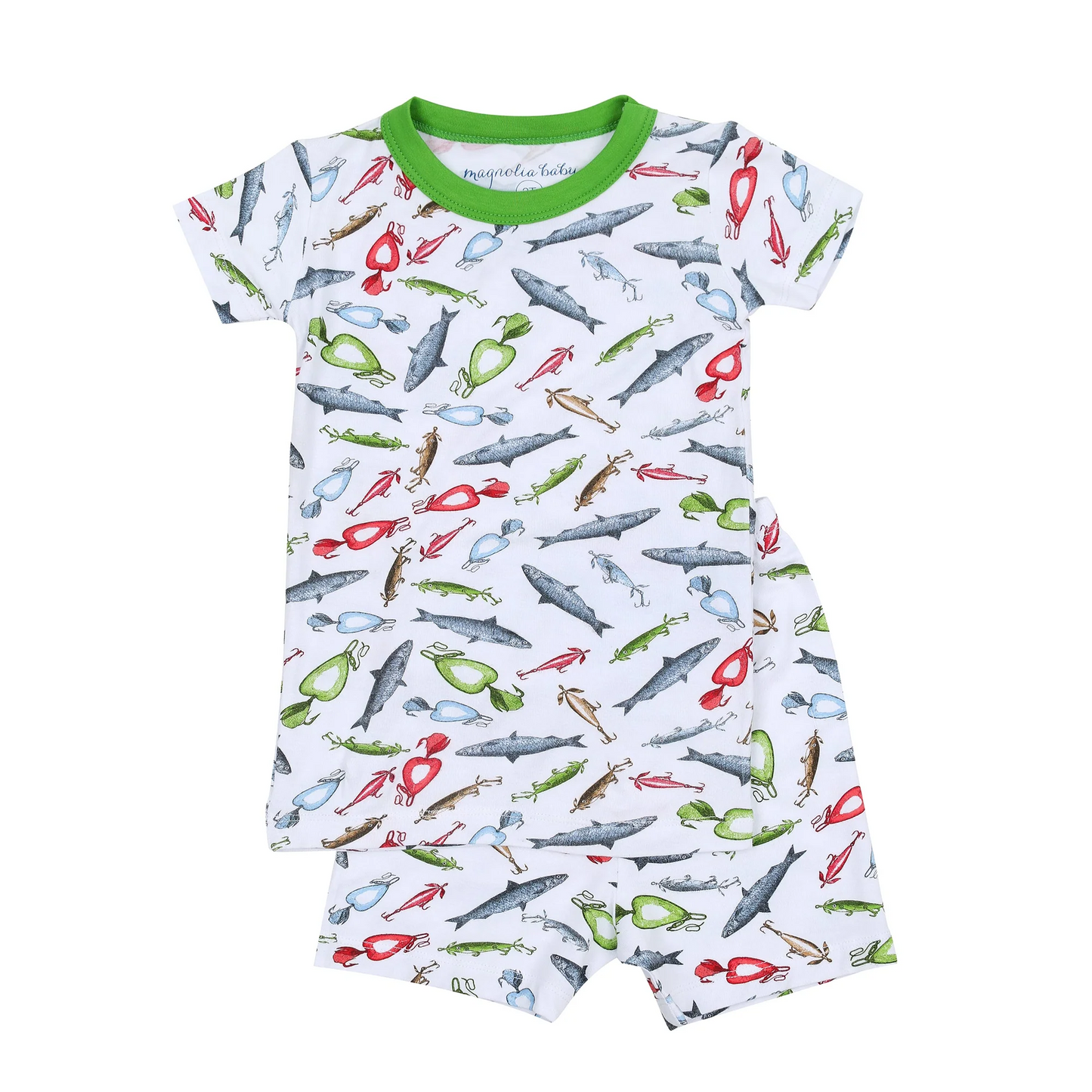 (Custom Design Preorder MOQ 5) Fishing Print Boys Summer Pajamas Clothes Set