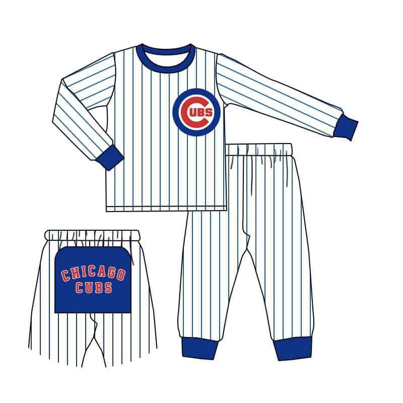 (Custom Design Preorder MOQ 5)Blue Sports Team's Pajamas Kids Clothes Set