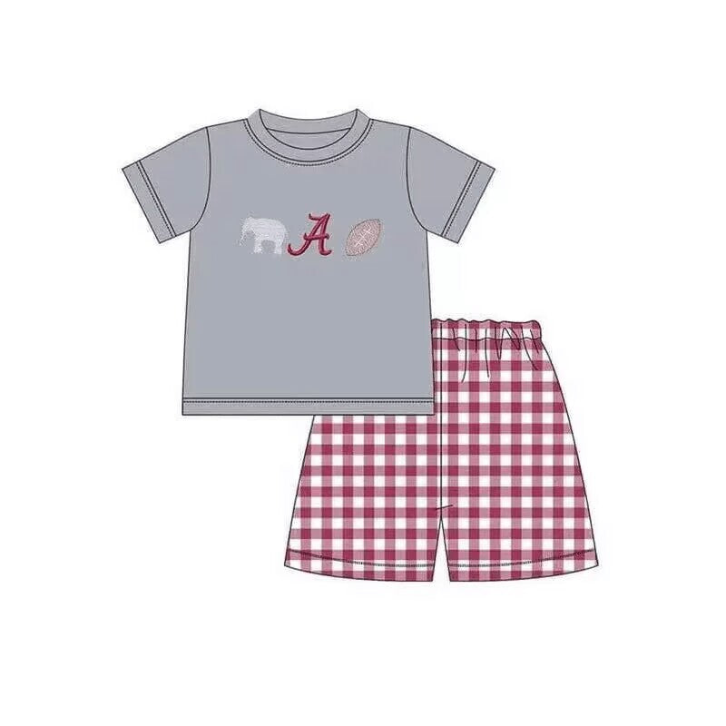 (Custom Design Preorder MOQ 5)  Team's Alabama Print Boys Summer Clothes Set