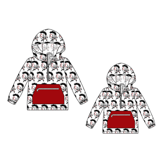 (Custom Design Preorder MOQ 5) Team's Shawnee Indians Print Kids Fall Zipper Hoodie Top Mom and Me Matching Clothes