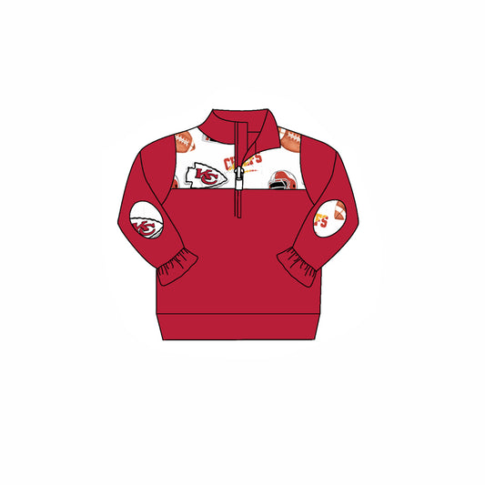 (Custom Design Preorder MOQ 5) Team's KC White Print Red Girls Pullover Zipper Tee Shirts Top