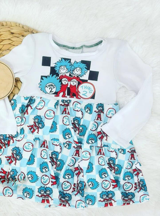 (Pre-order)GLD0948 Dr.Reading Ting Plaid Print Girls Knee Length Dress