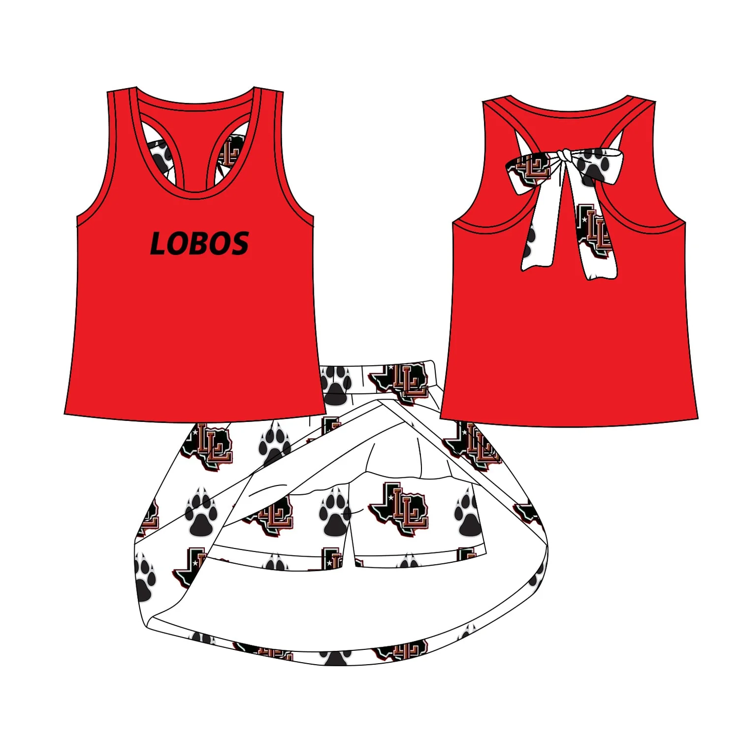 (Custom Design Preorder MOQ 5) Team's LOBOS Top Shorts Skirts Girls Summer Clothes Set