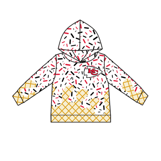 (Custom Design Preorder MOQ 5) Team's KC Sprinkles Print Kids Long Sleeve Hoodie Top