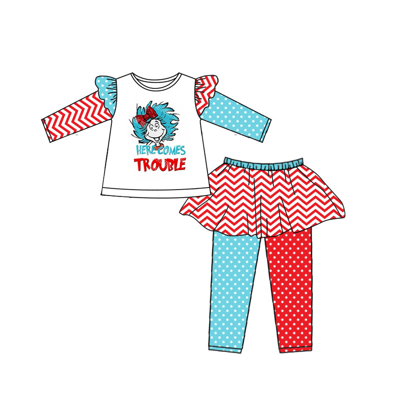 (Custom Design Preorder MOQ 5) Dr.Reading Print Legging Pants Girls Clothes Set