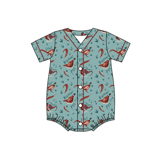 (Custom Design Preorder MOQ 5) Wild Chicken Print Baby Boys Summer Romper