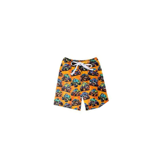 (Custom Design Preorder MOQ 5) Monster Truck Print Boys Swim Trunks