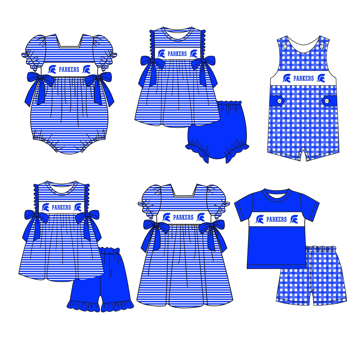 (Custom Design Preorder MOQ 5 Each Design) Team's Parkers Print Kids Summer Matching Clothes Sibling Wear