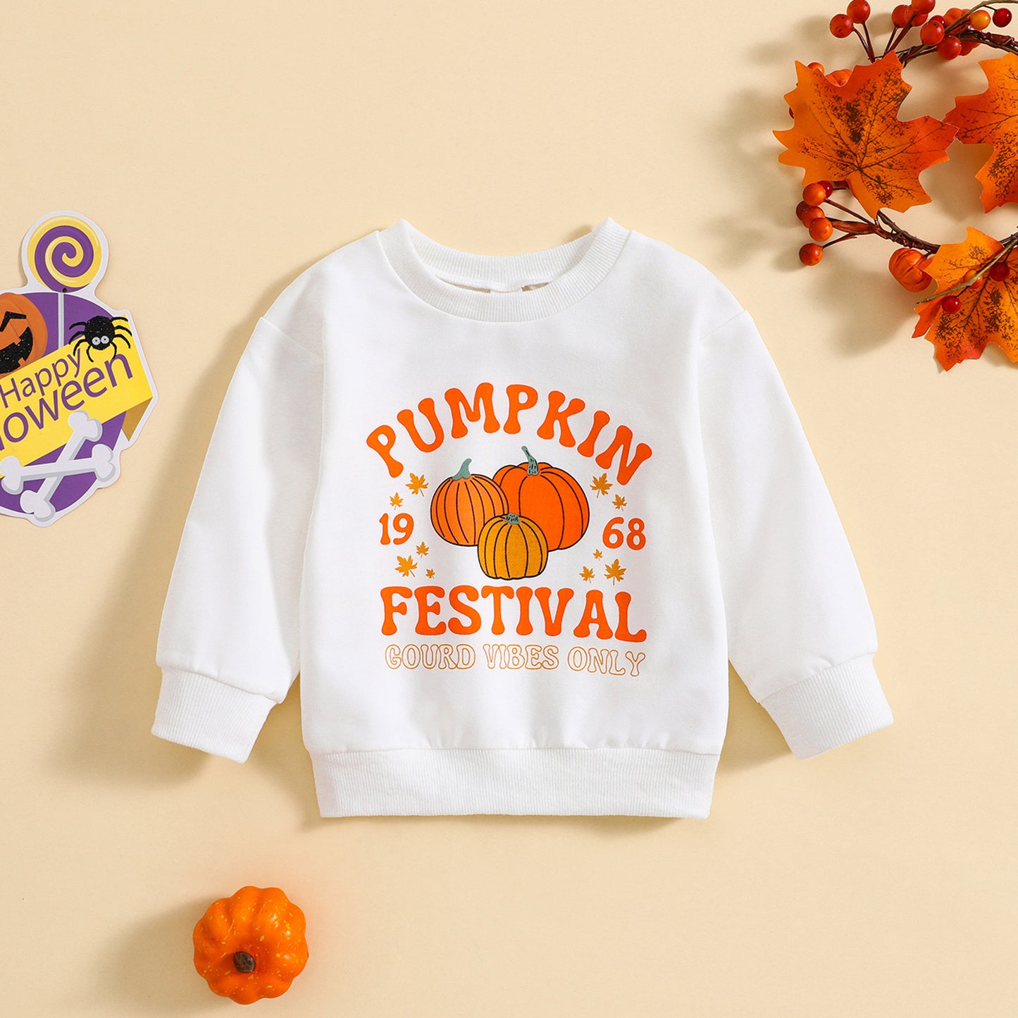 (Custom Design Preorder MOQ 5) Pumpkin Festival Print Girls Fall Tee Shirts Top