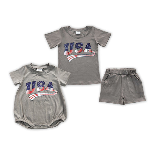USA Vinyl Grey Brothers 4th of July Matching Clothes