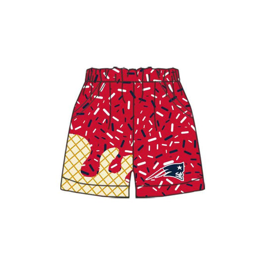 (Custom Design Preorder MOQ 5 Each Item) Team's Red Sprinkles Print Summer Bottom Shorts Mom and Me Matching Clothes