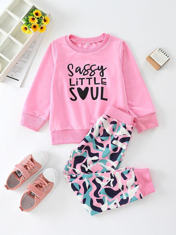 (Custom Design Preorder MOQ 5) Sassy Little Soul Pink Girls Clothes Set