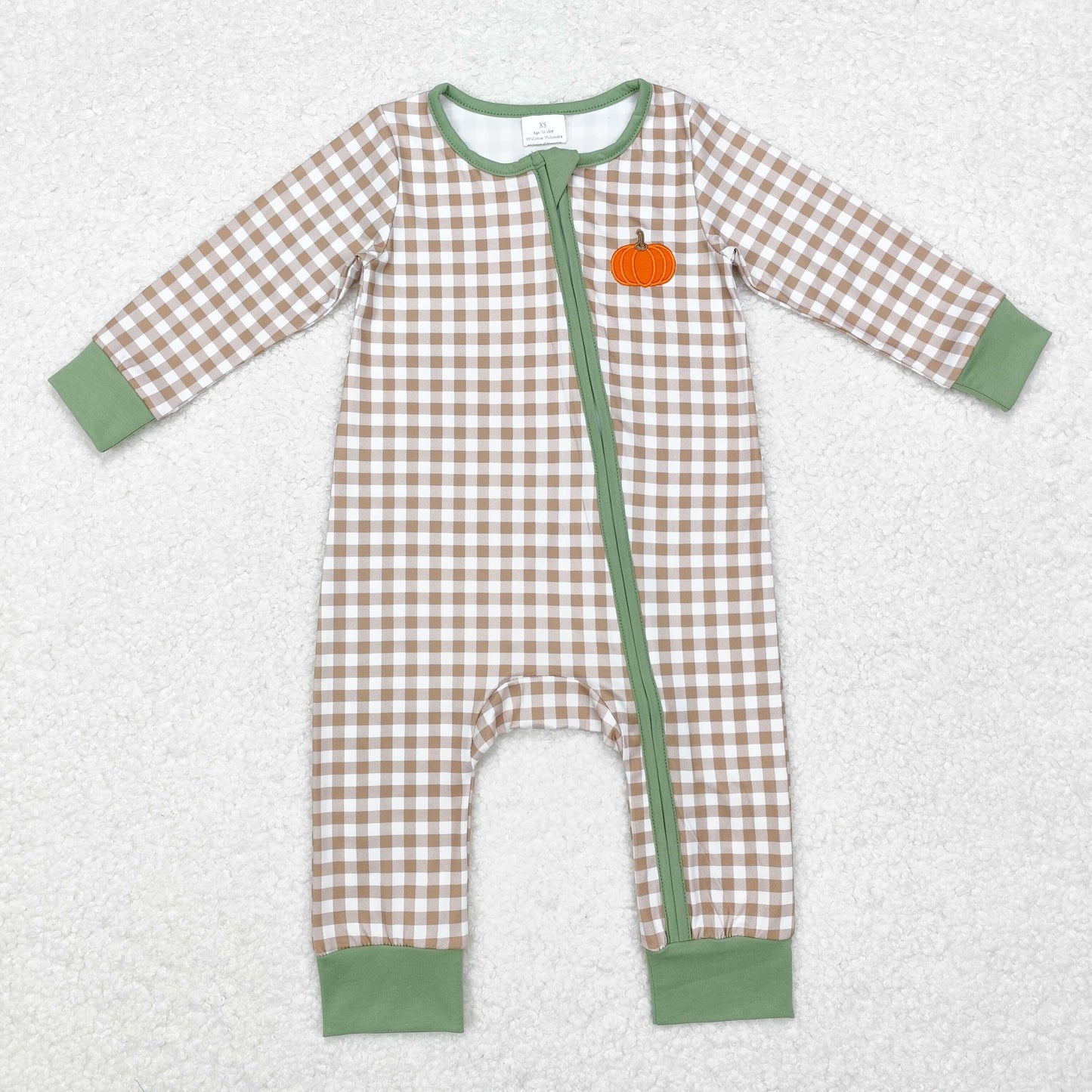 Pumpkin Embroidery Plaid Print Sisters Fall Matching Clothes