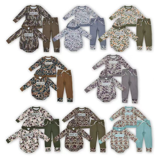 8 Colors MAMA'S BOY Embroidery Camo Boys Fall Matching Clothes Brothers Wear