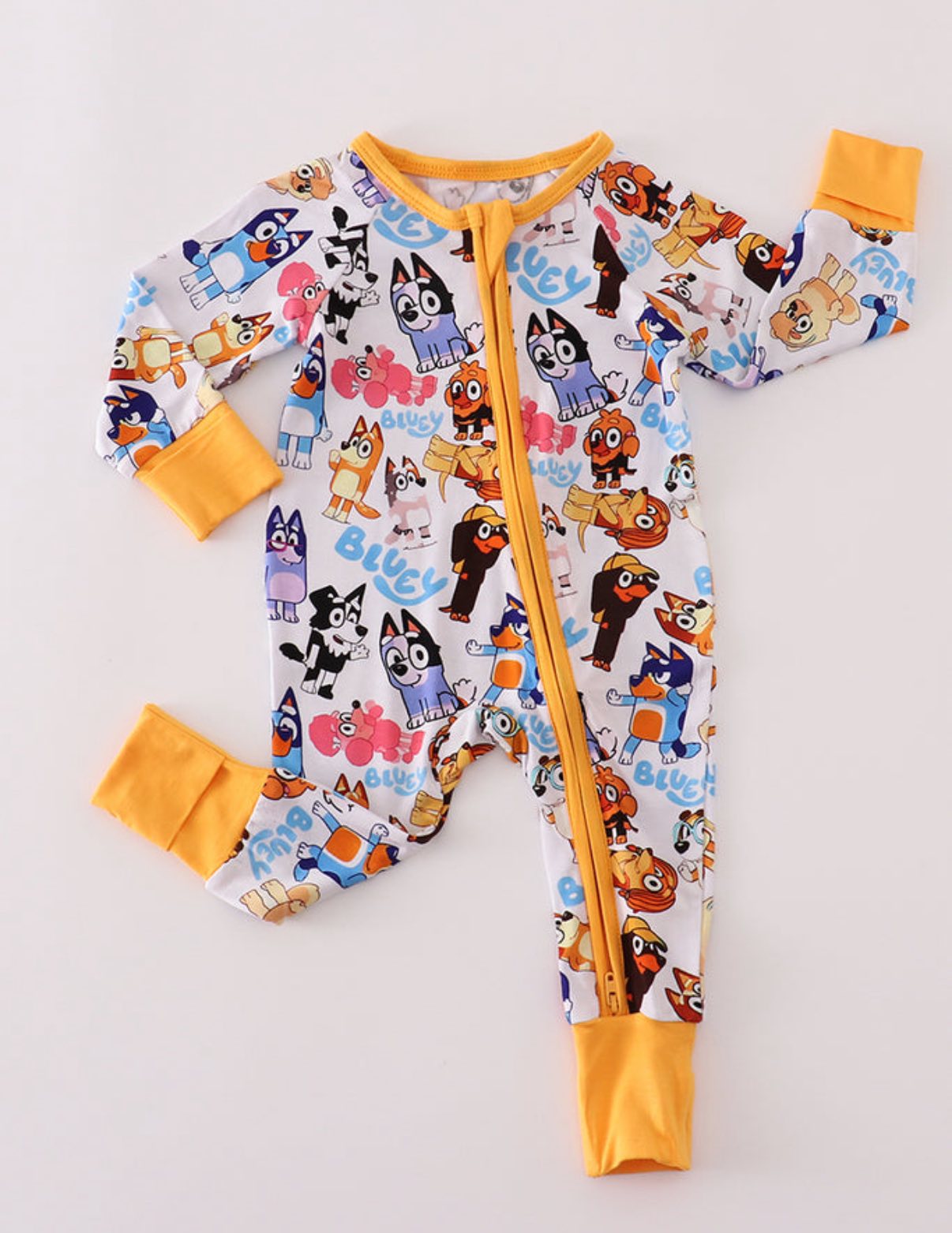 (Custom Design Preorder MOQ 5) Cartoon Dog Print Baby Fall Sleeper Zipper Romper