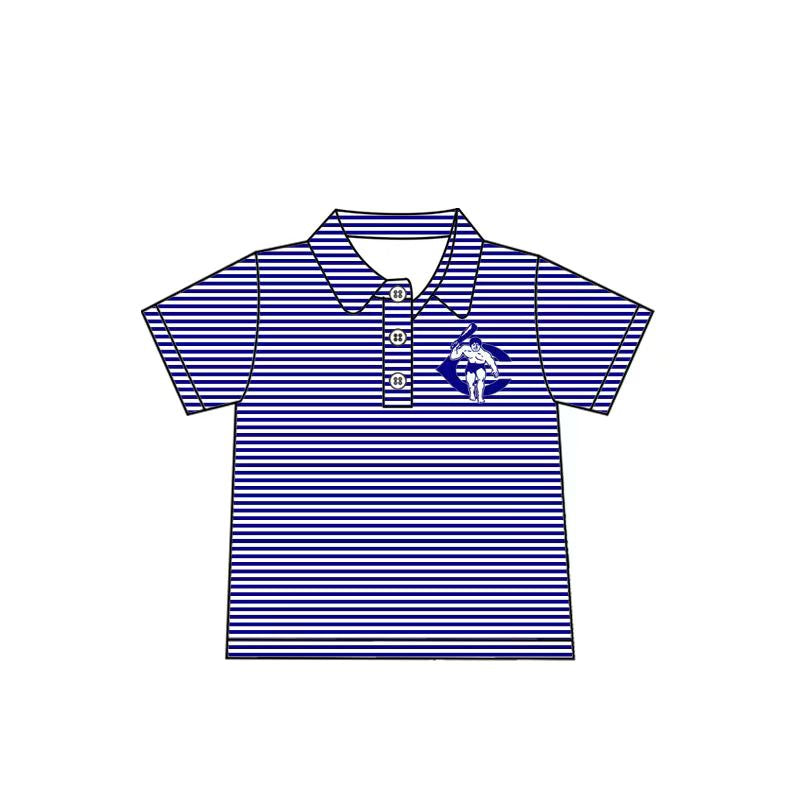 (Custom Design Preorder MOQ 5 Each Item)Team's Carlsbad Stripes Print Polo Top Mom and Me Matching Clothes