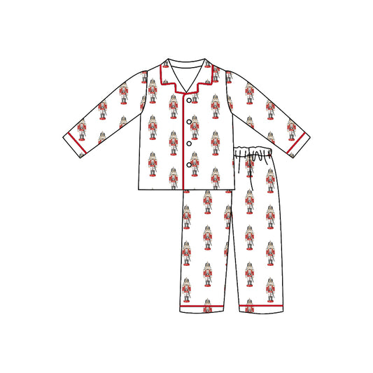 (Custom Design Preorder MOQ 5) Nutcracker Print Boys Christmas Pajamas Clothes Set