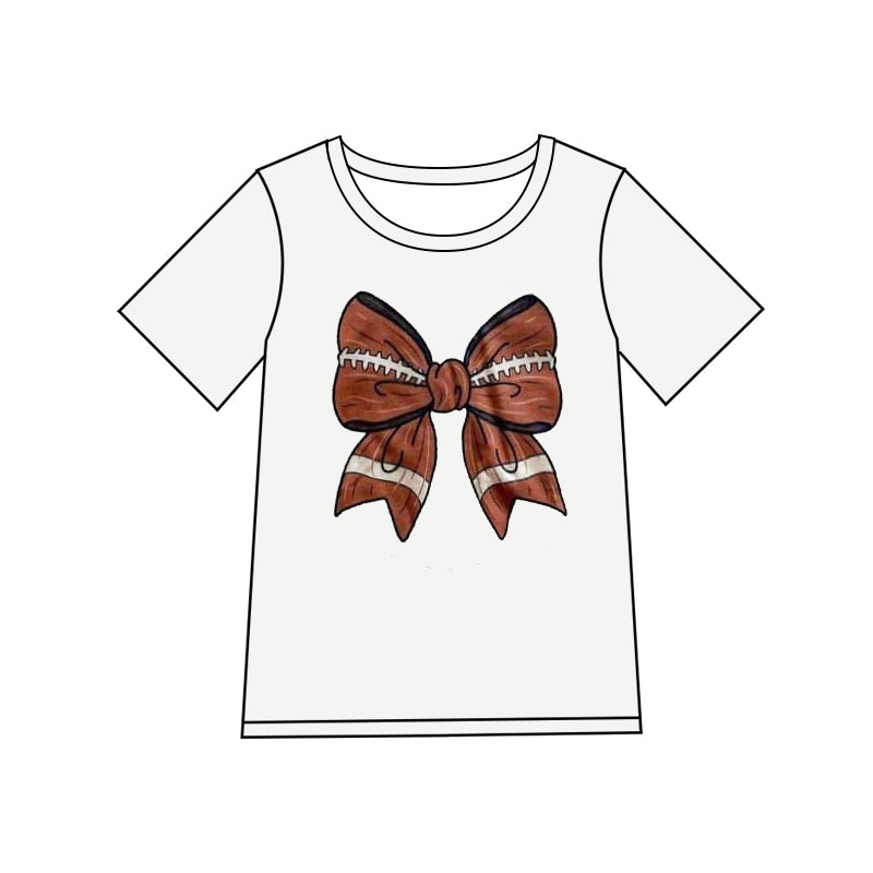 (Custom Design Preorder MOQ 5)  Football Bows Print Adult Summer Tee Shirts Top