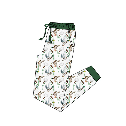 (Custom Design Preorder MOQ 5)  Adult White Duck Print Man Pajamas Pants