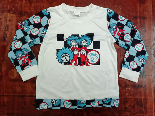 (Custom Design Preorder MOQ 3 )  Dr.Reading Ting Plaid Print Boys Tee Shirts Top