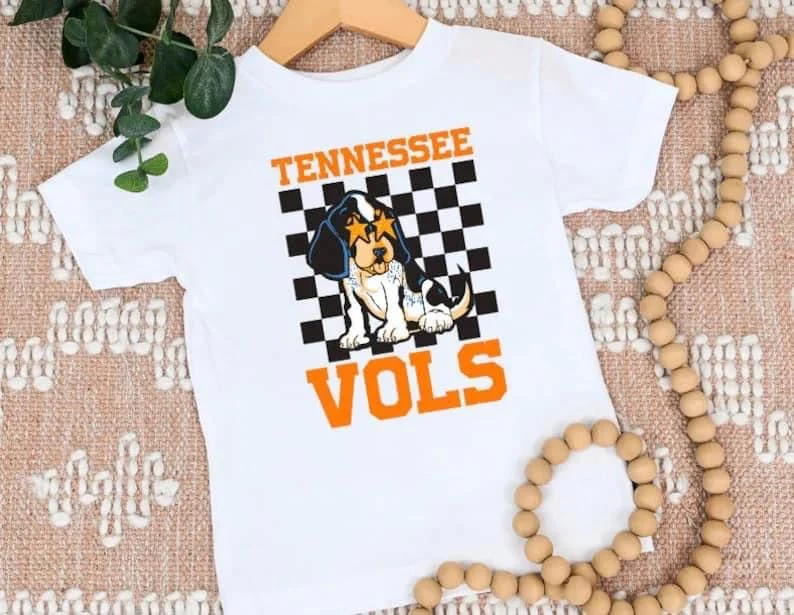 (Custom Design Preorder MOQ 5)  Team's Dog Tennessee VOLS Print Kids Summer Tee Shirts Top