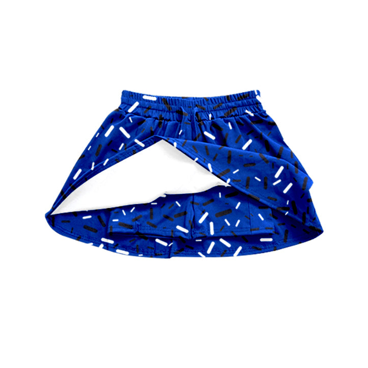 (Custom Design Preorder MOQ 5 ) Team's Blue Sprinkles Print Summer Bottom Skirts Shorts Mom and Me Matching Clothes