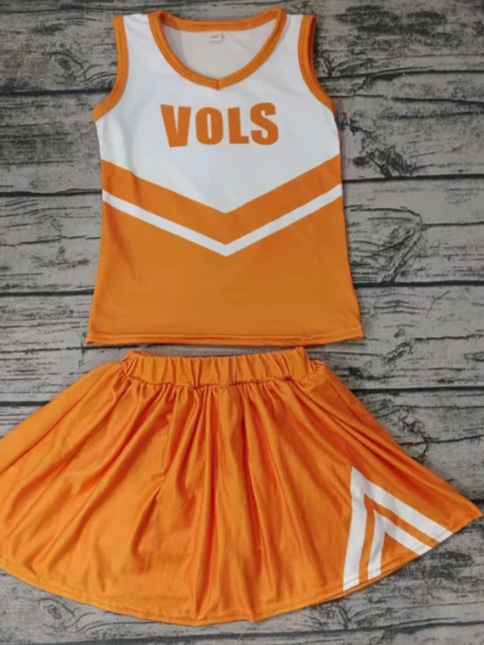 (Custom Design Preorder MOQ 5) Team's Vols Print Girls Skirts Clothes Set