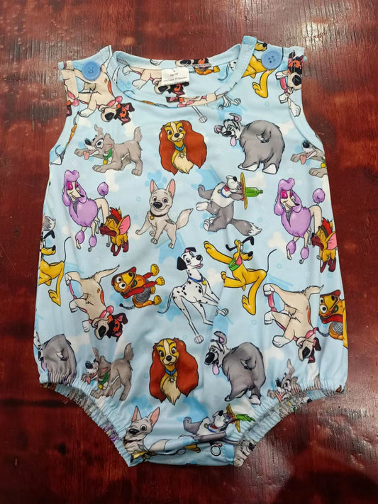 (Custom Design Preorder MOQ 5) Cartoon Dog Print Baby Boys Summer Romper