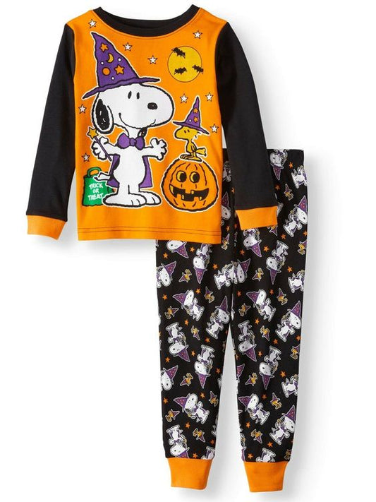 (Custom Design Preorder MOQ 5)  Pumpkin Cartoon Dog Hat Print Kids Halloween Pajamas Clothes Set