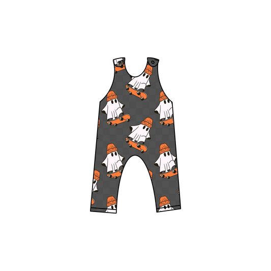 (Custom Design Preorder MOQ 5) Cute Ghost Print Baby Boys Halloween Romper