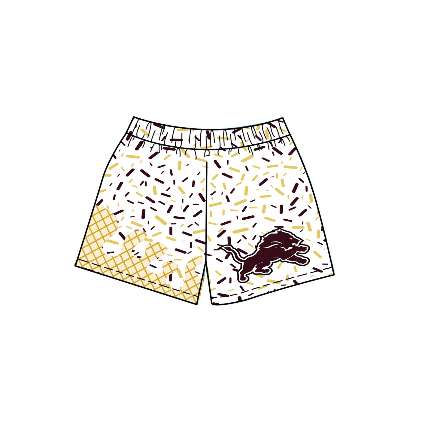 (Custom Design Preorder MOQ 5)  Team's White Sprinkles Print Kids Summer Swim Trunks