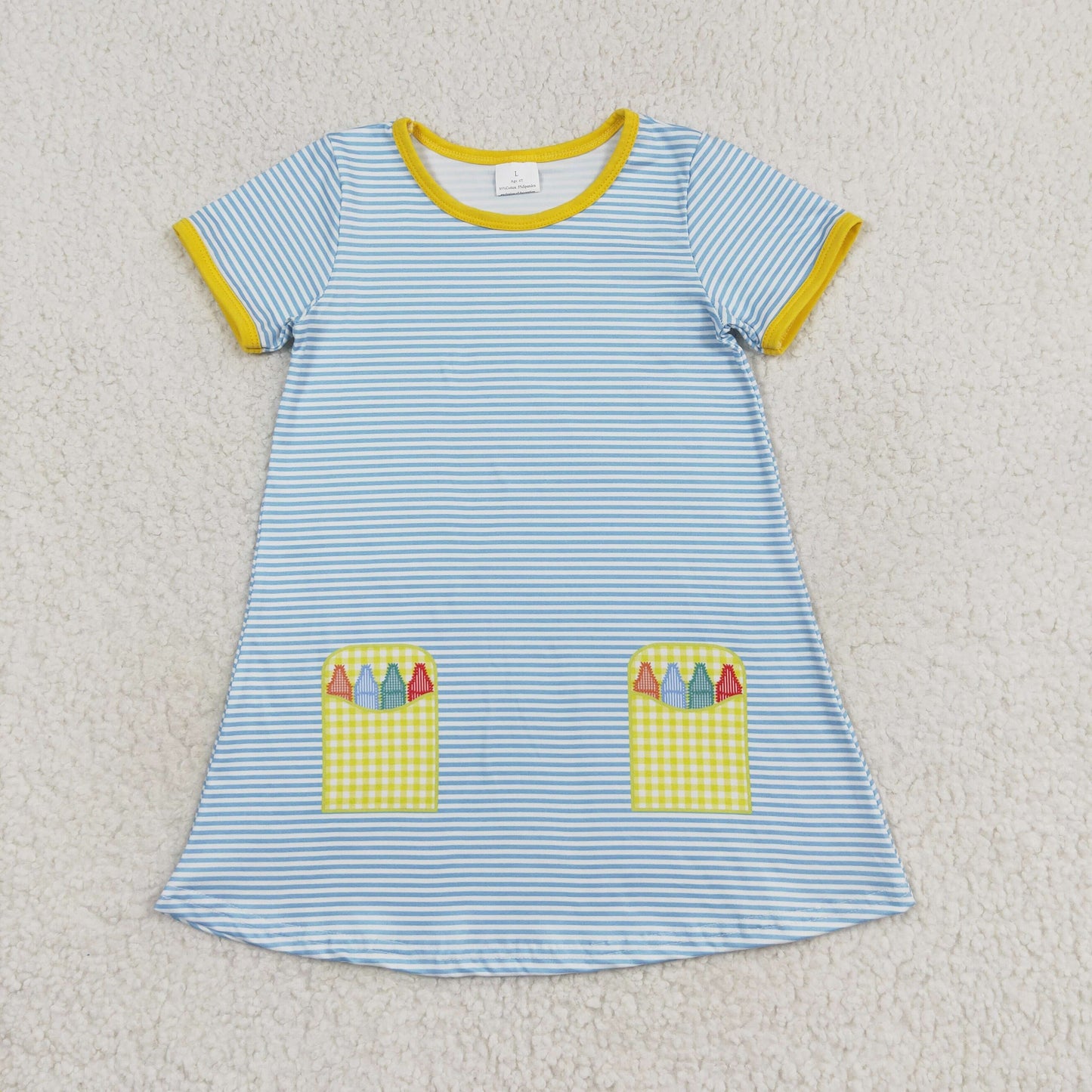 Pen Blue Stripes Print Sibling Back to School Matching Clothes