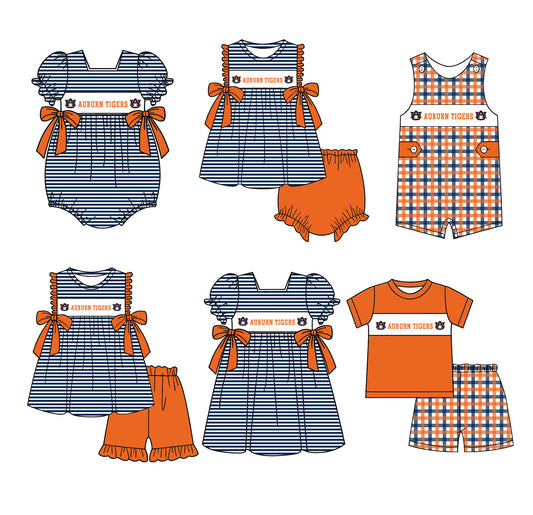 (Custom Design Preorder MOQ 5 Each Design) Team's Auburn Print Kids Summer Matching Clothes Sibling Wear