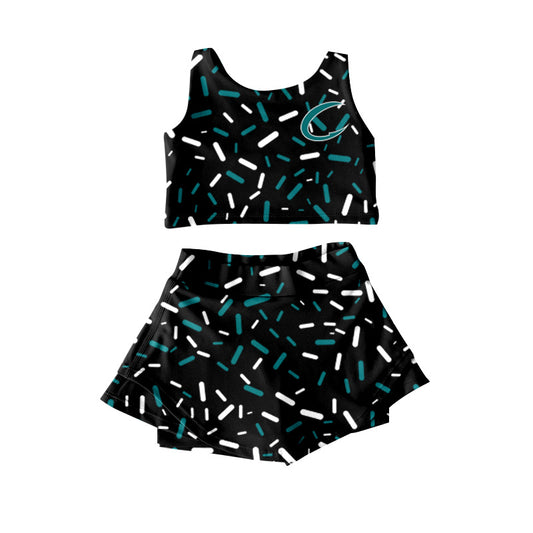 (Custom Design Preorder MOQ 5) Team's Crushers Sprinkles Print Shorts Skirts Girls Summer Yoga Clothes Set