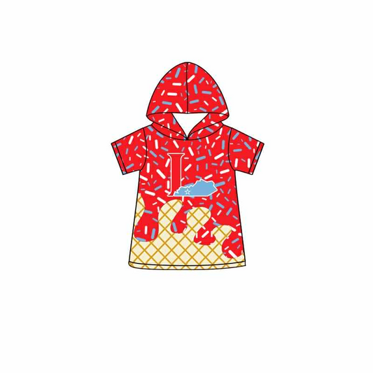 (Custom Design Preorder MOQ 5 Each Item)Team's I Red Sprinkles Print Hoodie Top Mom and Me Matching Clothes
