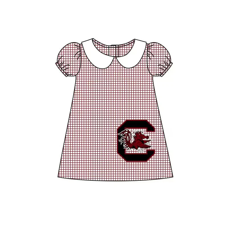 (Custom Design Preorder MOQ 5) Team's Southcarolina Print Girls Knee Length Summer Dress