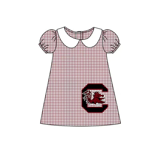 (Custom Design Preorder MOQ 5) Team's Southcarolina Print Girls Knee Length Summer Dress